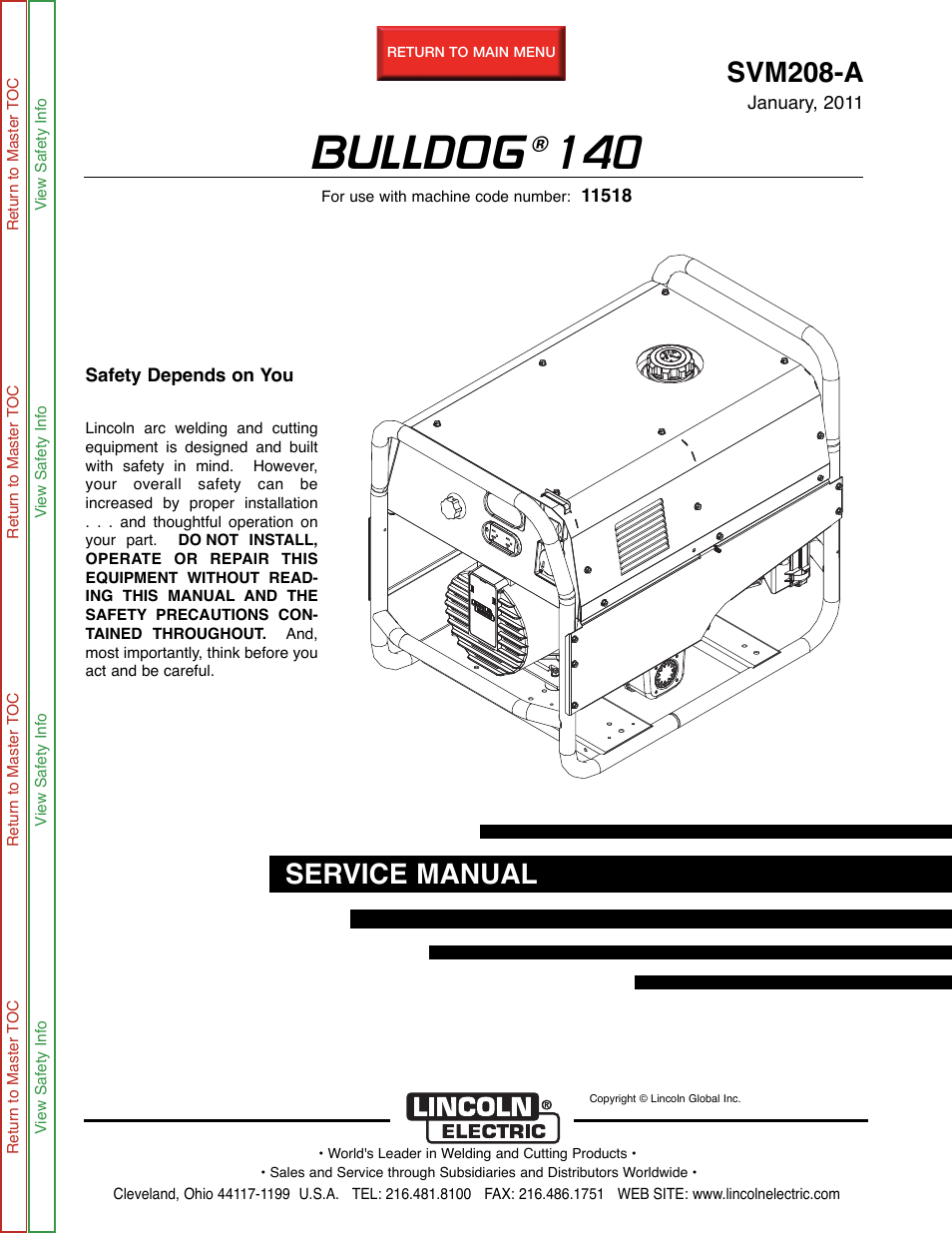 Lincoln Electric BULLDOG SVM208-A User Manual | 101 pages