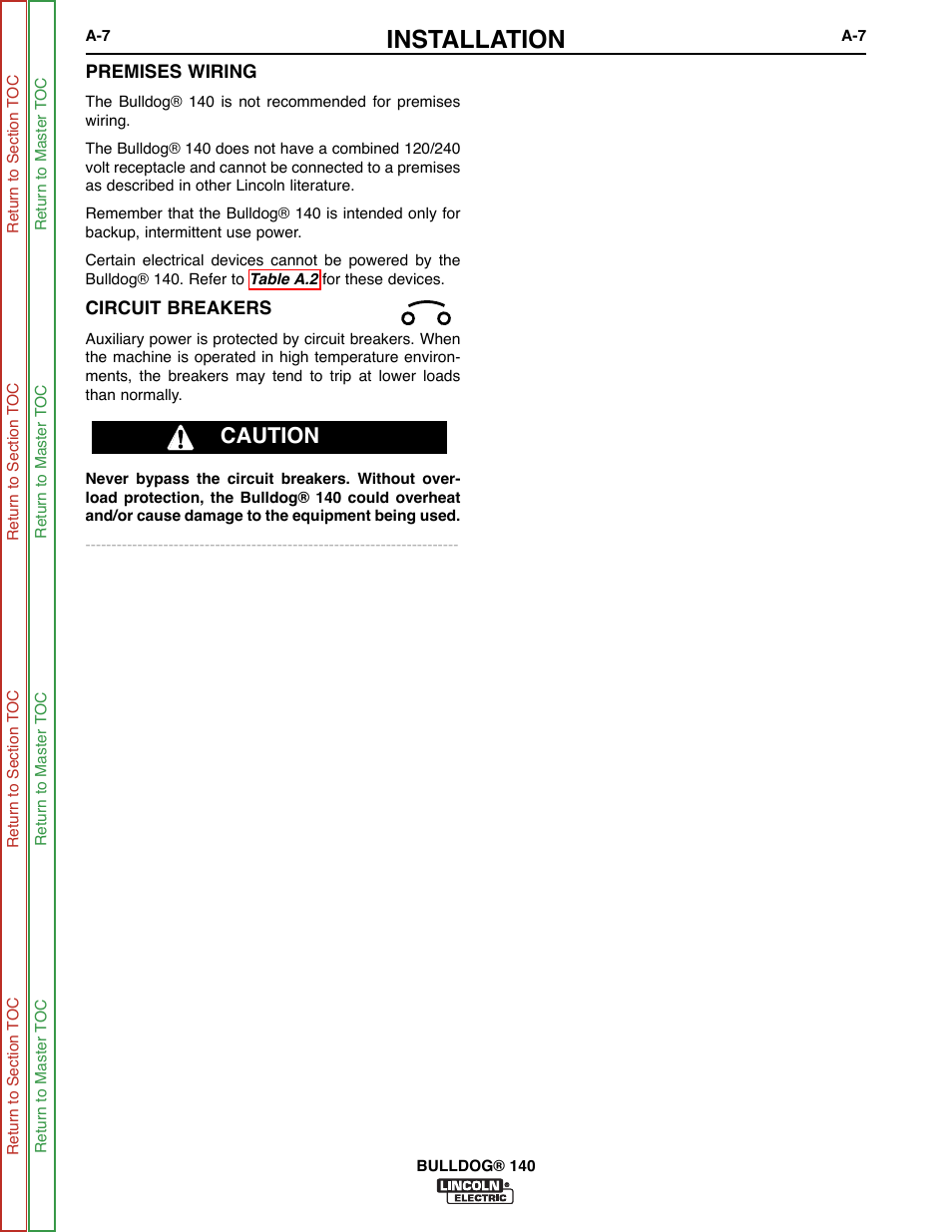 Installation, Caution | Lincoln Electric BULLDOG SVM208-A User Manual | Page 15 / 101