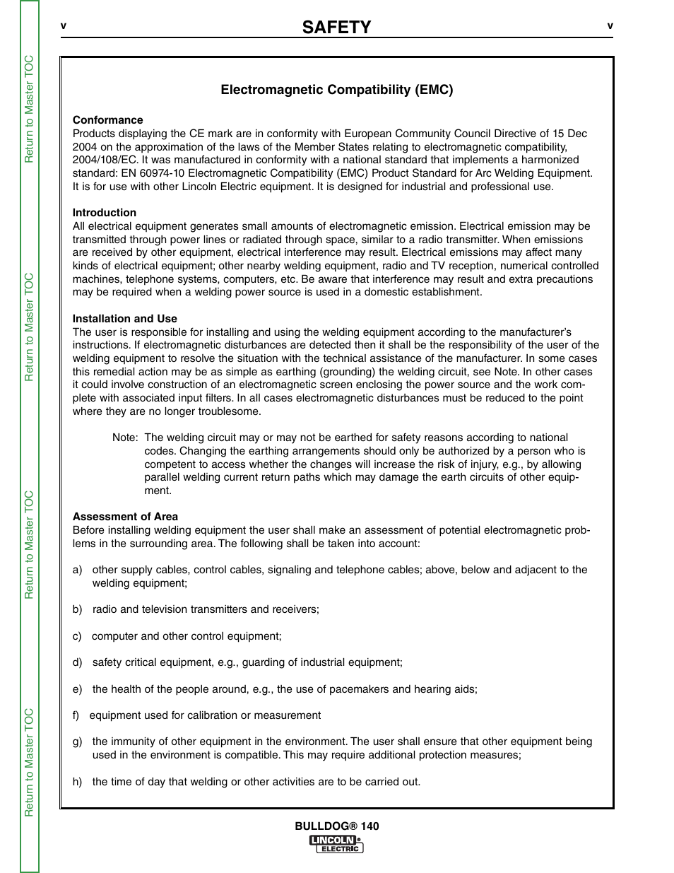 Safety | Lincoln Electric BULLDOG SVM208-A User Manual | Page 6 / 101