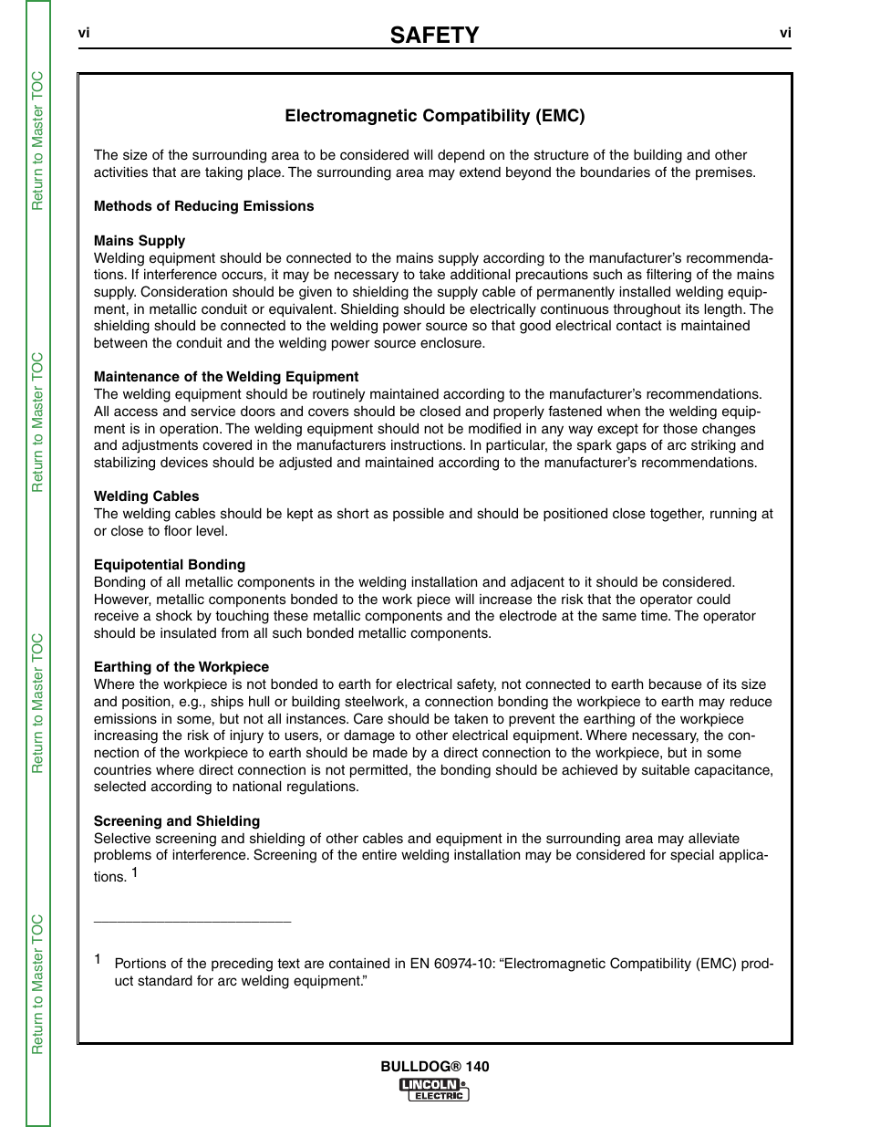 Safety | Lincoln Electric BULLDOG SVM208-A User Manual | Page 7 / 101