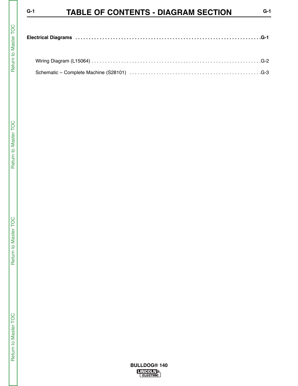 Section g - electrical diagrams | Lincoln Electric BULLDOG SVM208-A User Manual | Page 99 / 101