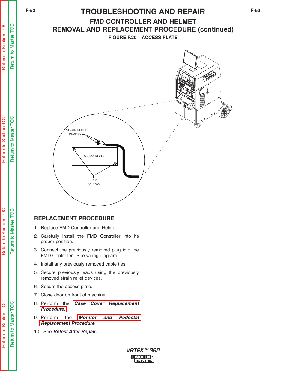 See figure f.20, Troubleshooting and repair | Lincoln Electric VRTEXTM 360 SVM200-A User Manual | Page 110 / 171