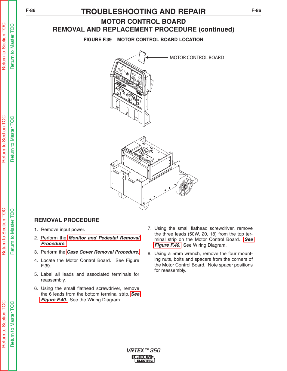 Troubleshooting and repair | Lincoln Electric VRTEXTM 360 SVM200-A User Manual | Page 143 / 171