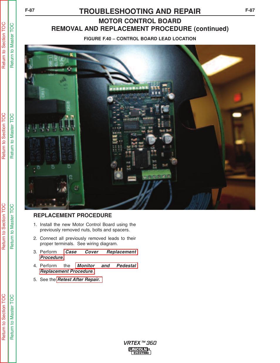 Strip. see figure f.40, See figure f.40, Troubleshooting and repair | Lincoln Electric VRTEXTM 360 SVM200-A User Manual | Page 144 / 171