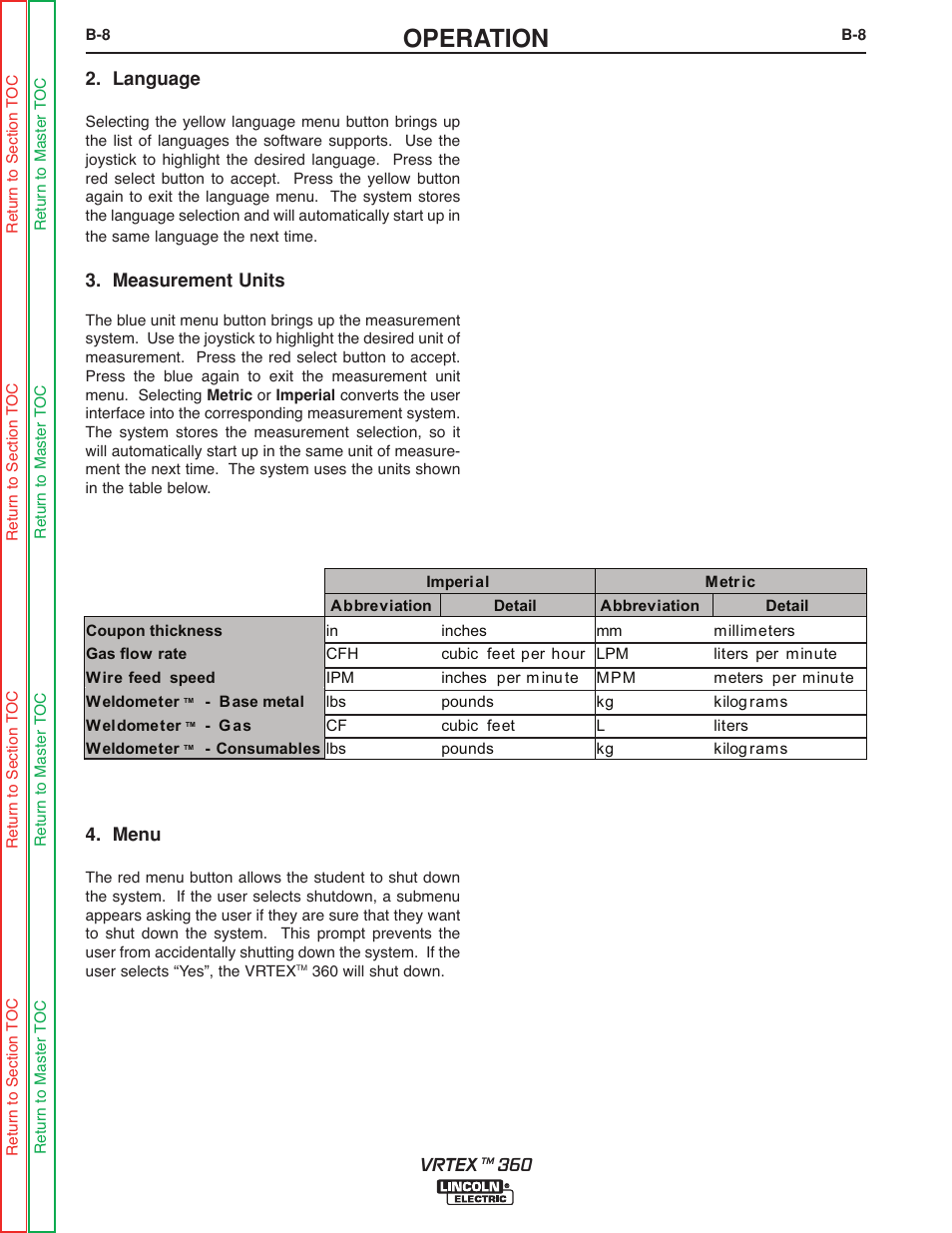 Operation | Lincoln Electric VRTEXTM 360 SVM200-A User Manual | Page 26 / 171