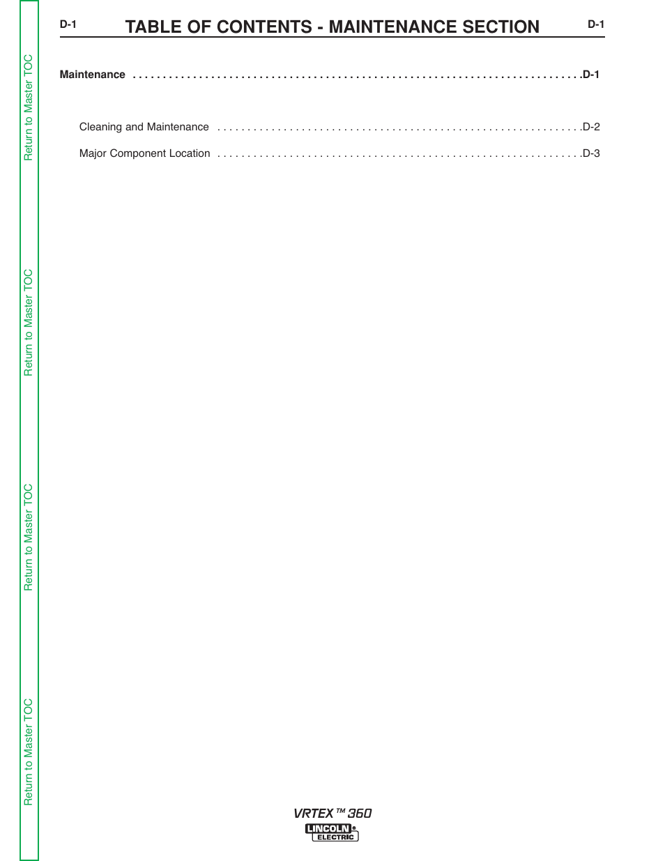 Section d - maintenance | Lincoln Electric VRTEXTM 360 SVM200-A User Manual | Page 48 / 171