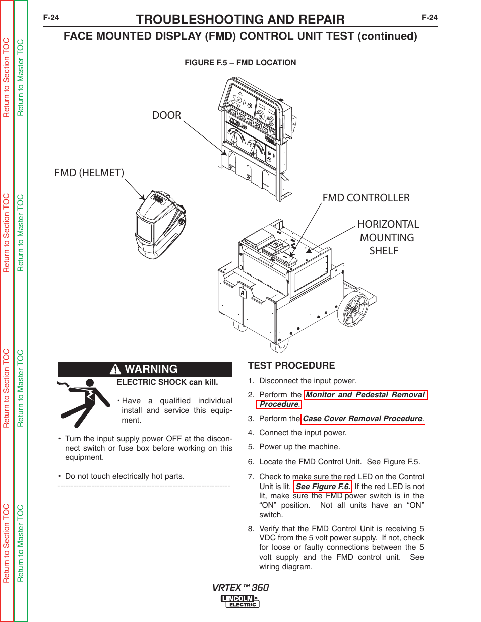 Troubleshooting and repair, Warning | Lincoln Electric VRTEXTM 360 SVM200-A User Manual | Page 81 / 171