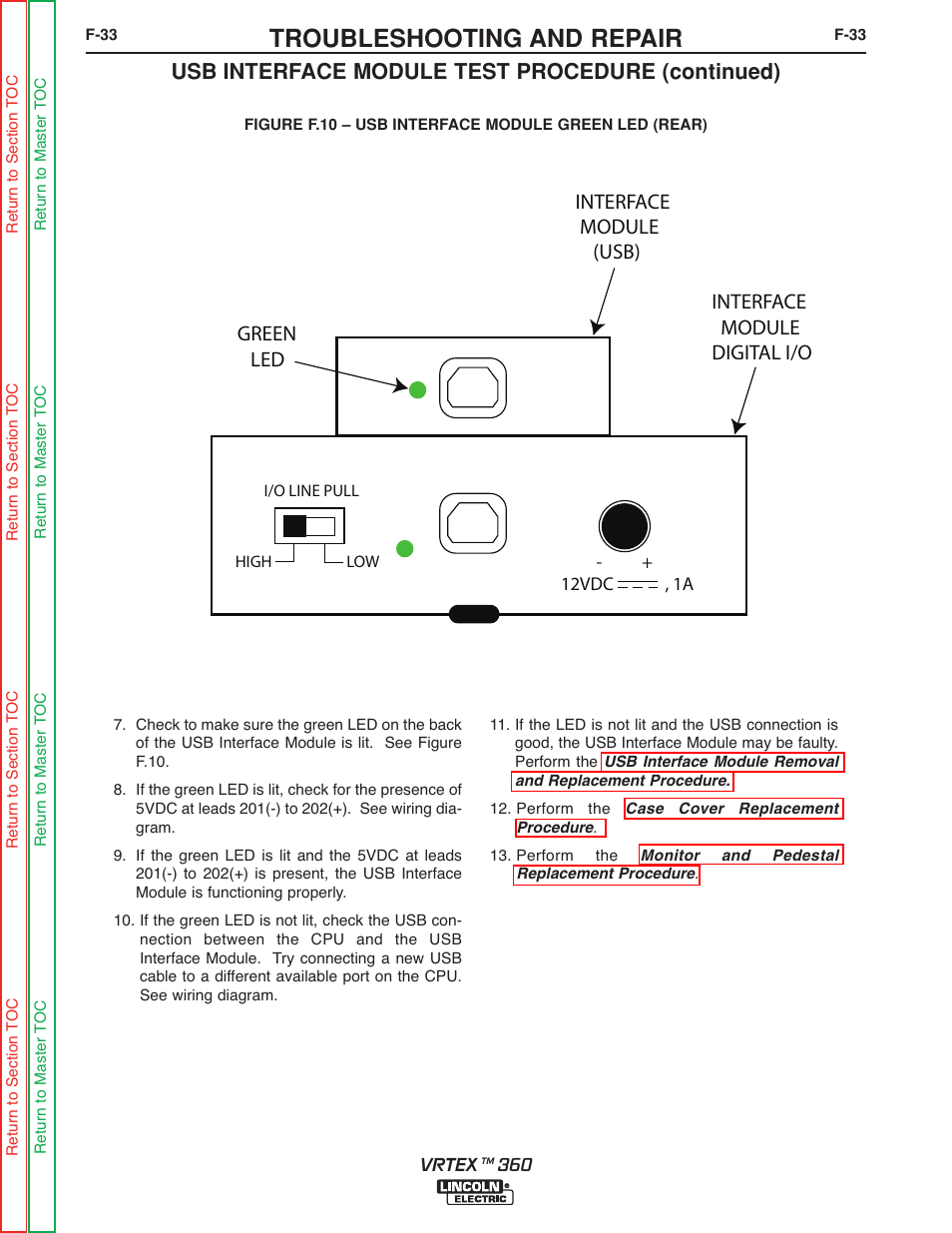 Troubleshooting and repair, Usb interface module test procedure (continued) | Lincoln Electric VRTEXTM 360 SVM200-A User Manual | Page 90 / 171