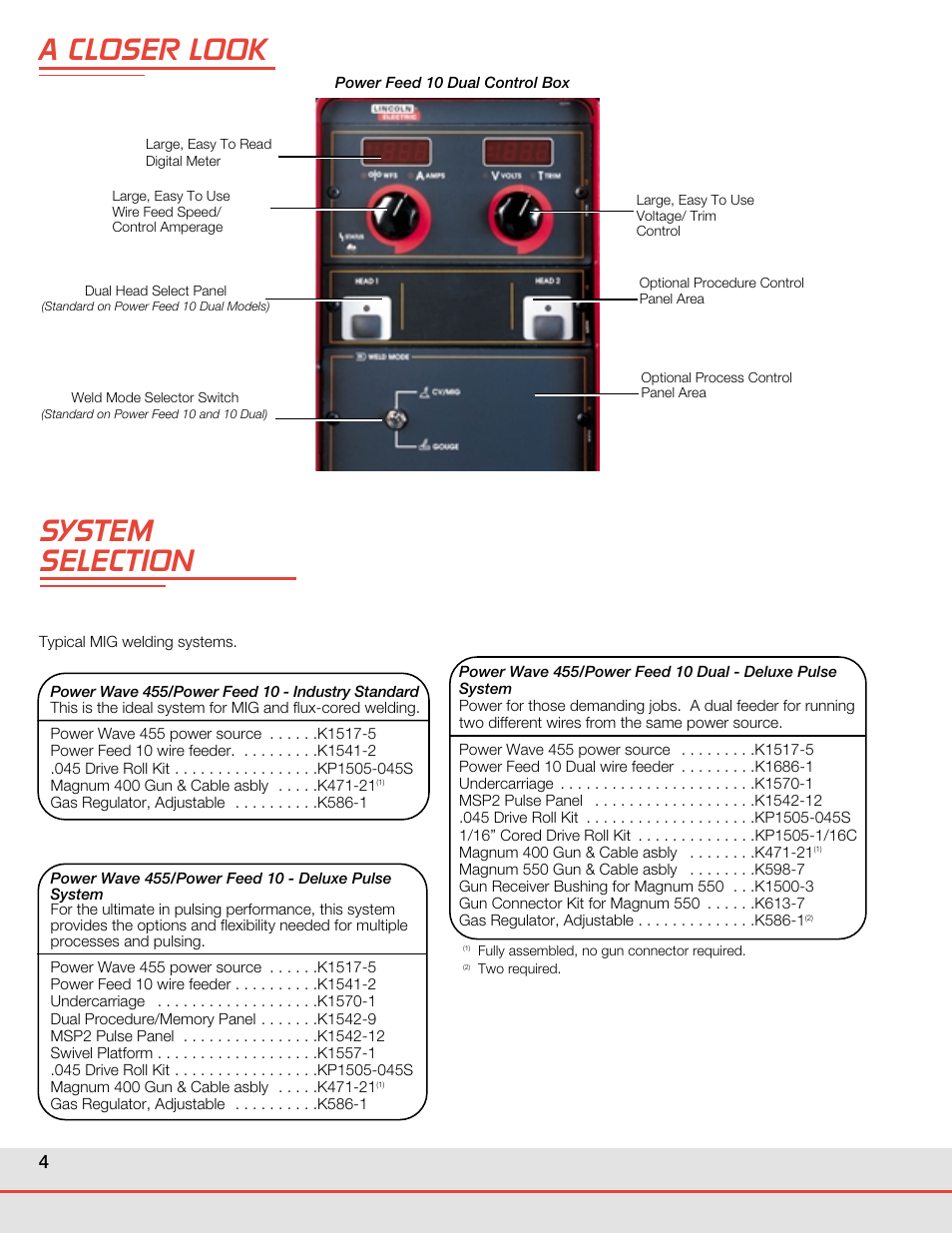 A closer look, System selection | Lincoln Electric POWER WAVE WELDING SYSTEMS User Manual | Page 4 / 12