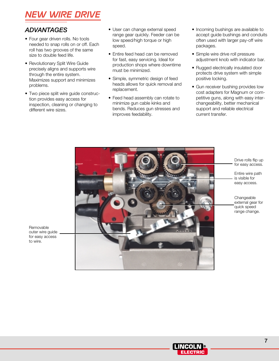 New wire drive, Advantages | Lincoln Electric POWER WAVE WELDING SYSTEMS User Manual | Page 7 / 12