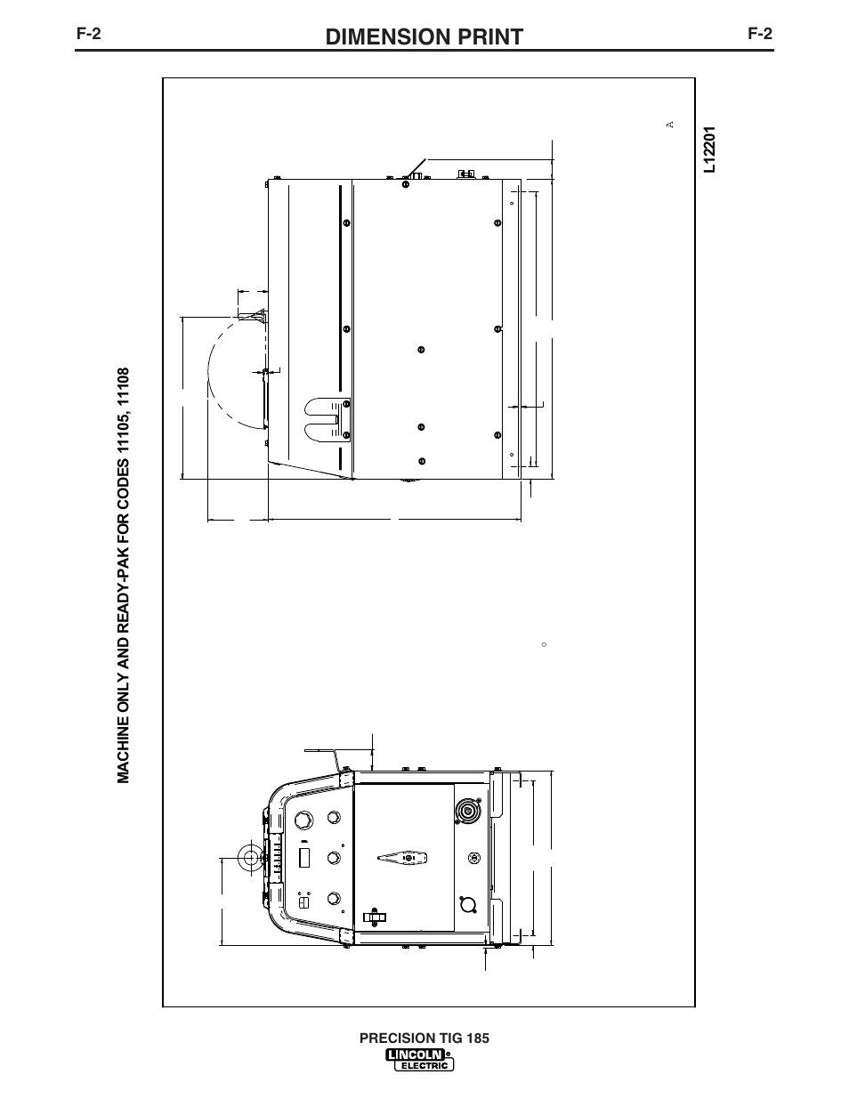 Dimension print, Precision tig 185 | Lincoln Electric PRECISION TIG 185 User Manual | Page 33 / 38