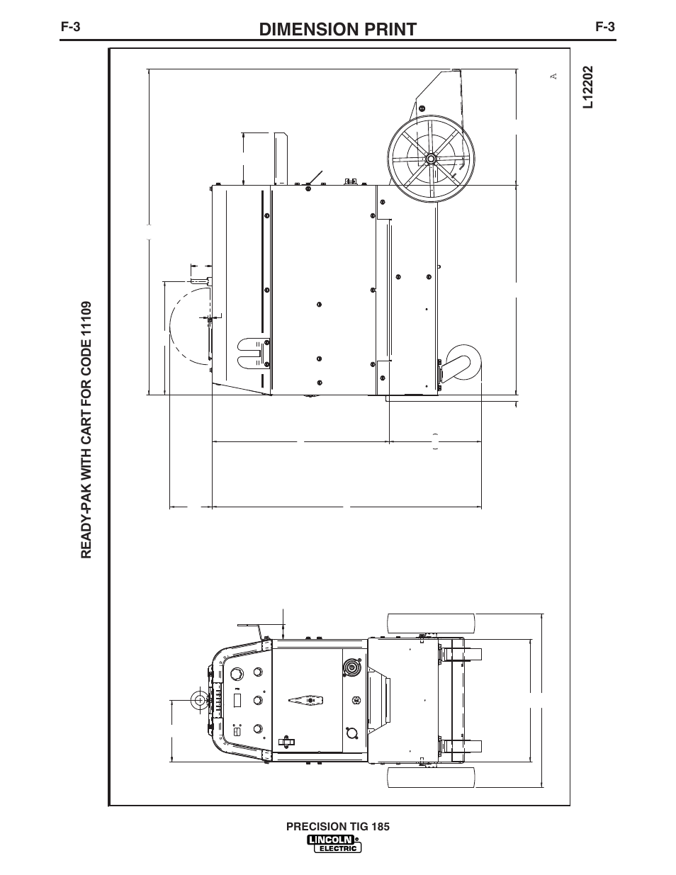 Dimension print, Precision tig 185 | Lincoln Electric PRECISION TIG 185 User Manual | Page 34 / 38