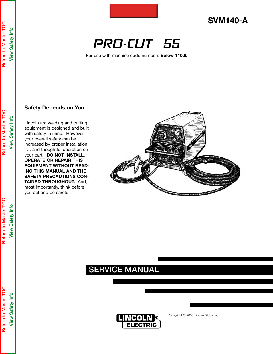 Lincoln Electric PRO-CUT 55 SVM140-A User Manual | 121 pages