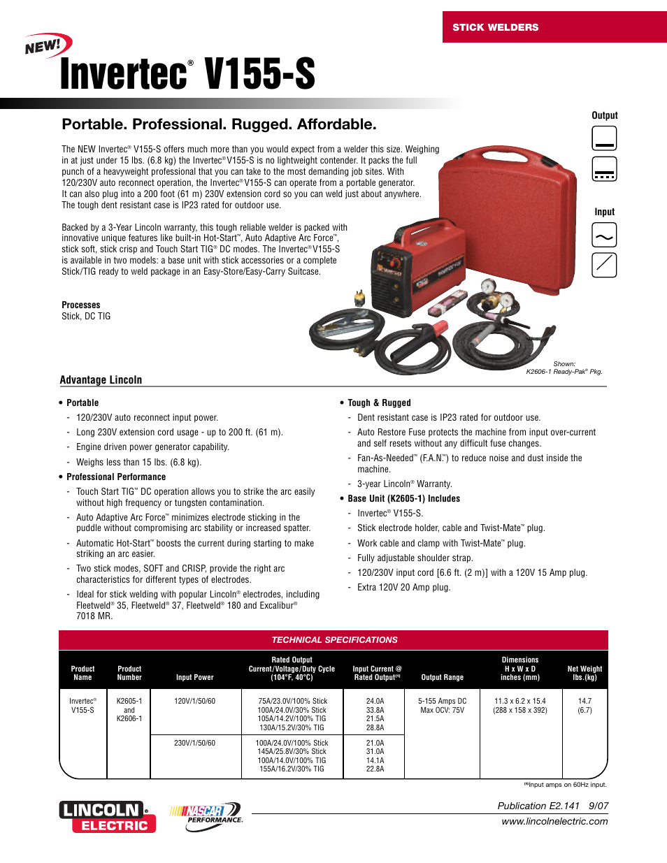 Lincoln Electric Invertec V155-S User Manual | 4 pages