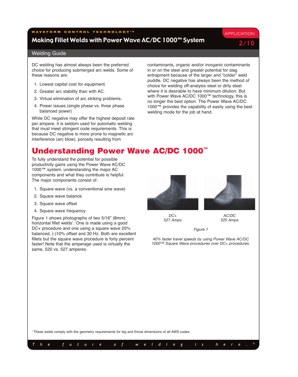 Understanding power wave ac/dc 1000, Welding guide | Lincoln Electric Making Fillet Welds User Manual | Page 2 / 10