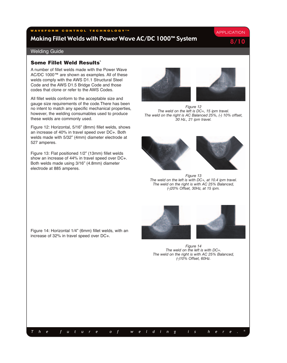 Welding guide, Some fillet weld results | Lincoln Electric Making Fillet Welds User Manual | Page 8 / 10