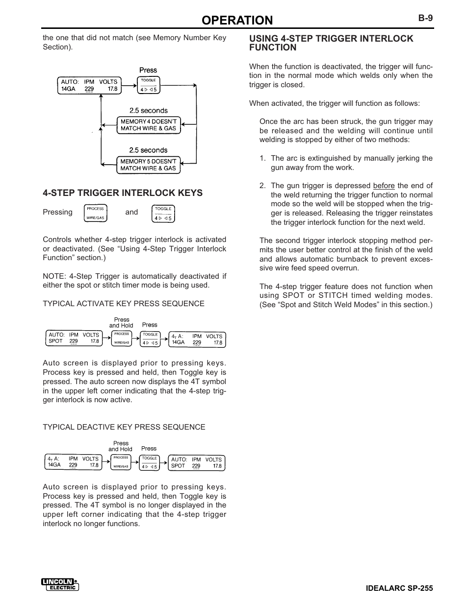 Operation | Lincoln Electric IDEALARC SP-255 User Manual | Page 21 / 53