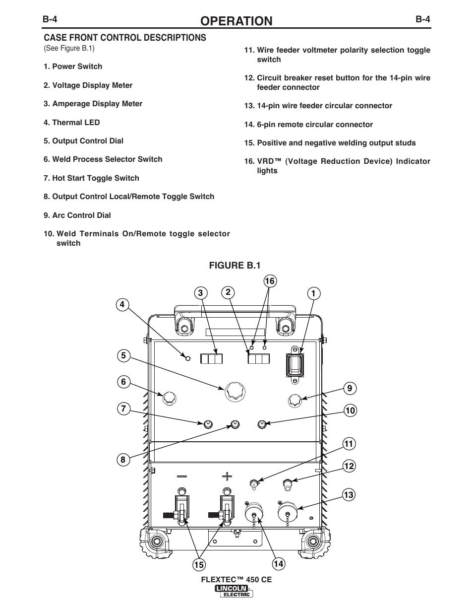 Operation | Lincoln Electric FLEXTEC 450 CE User Manual | Page 21 / 40