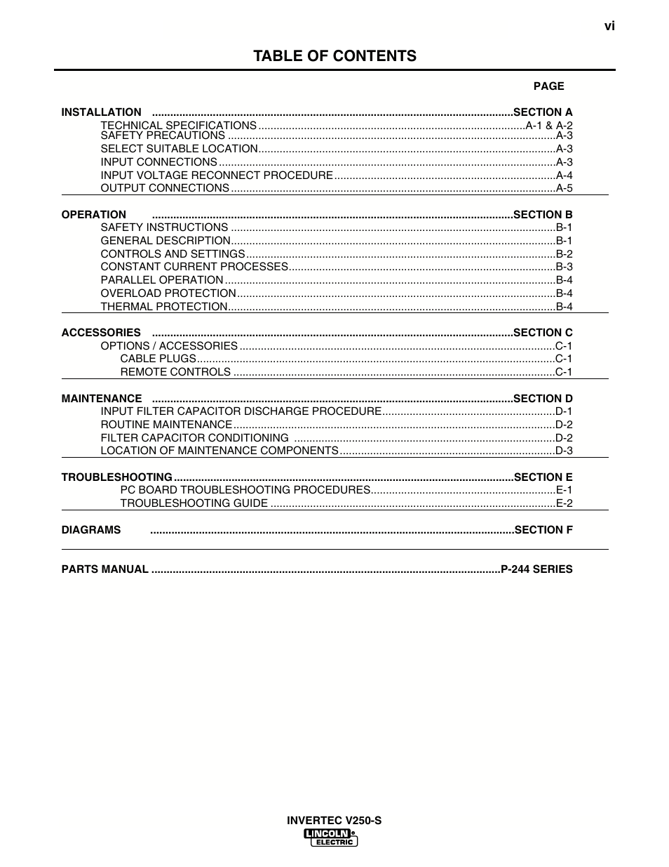 Lincoln Electric INVERTEC V250-S IM490-C User Manual | Page 7 / 37