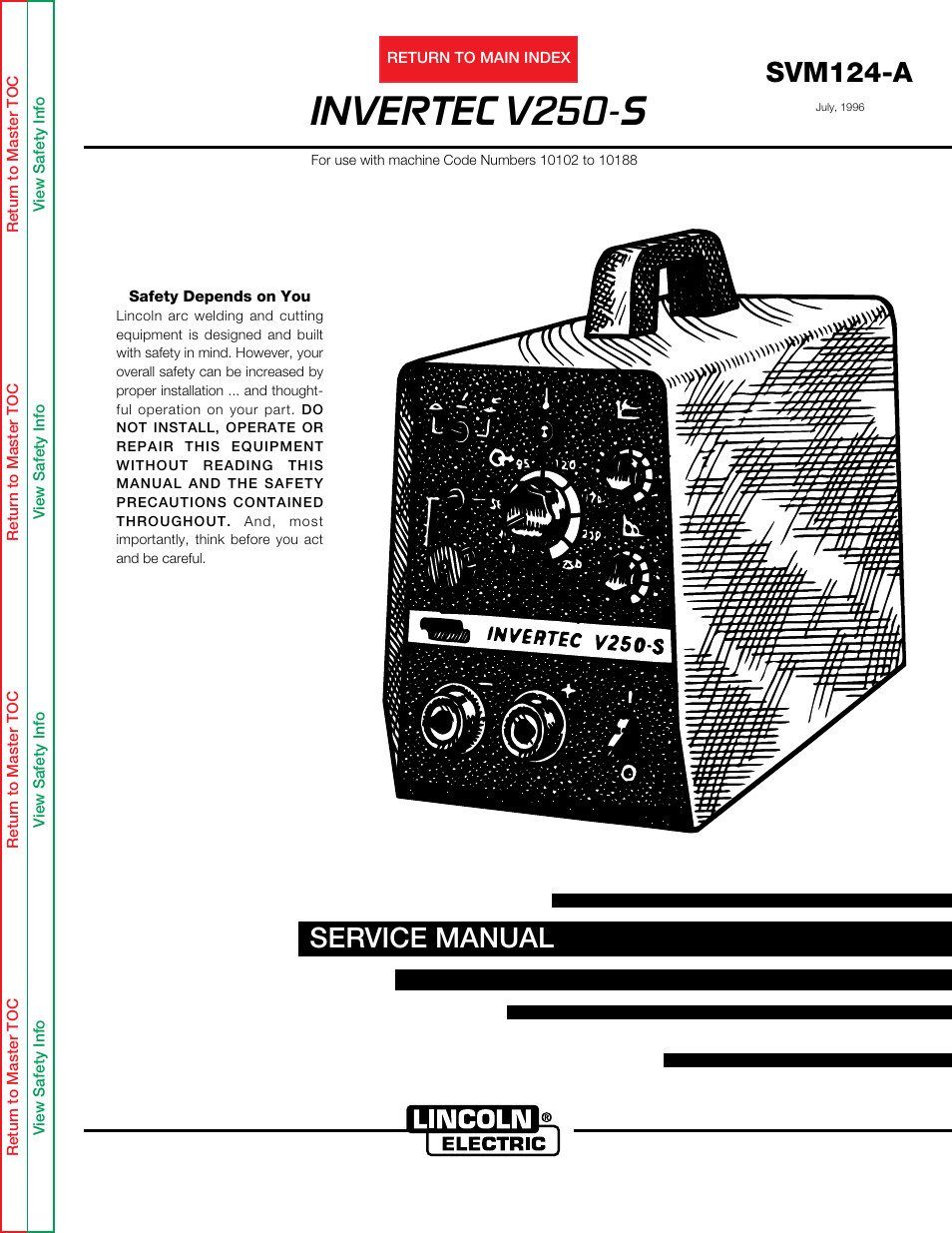 Lincoln Electric INVERTEC V250-S User Manual | 118 pages