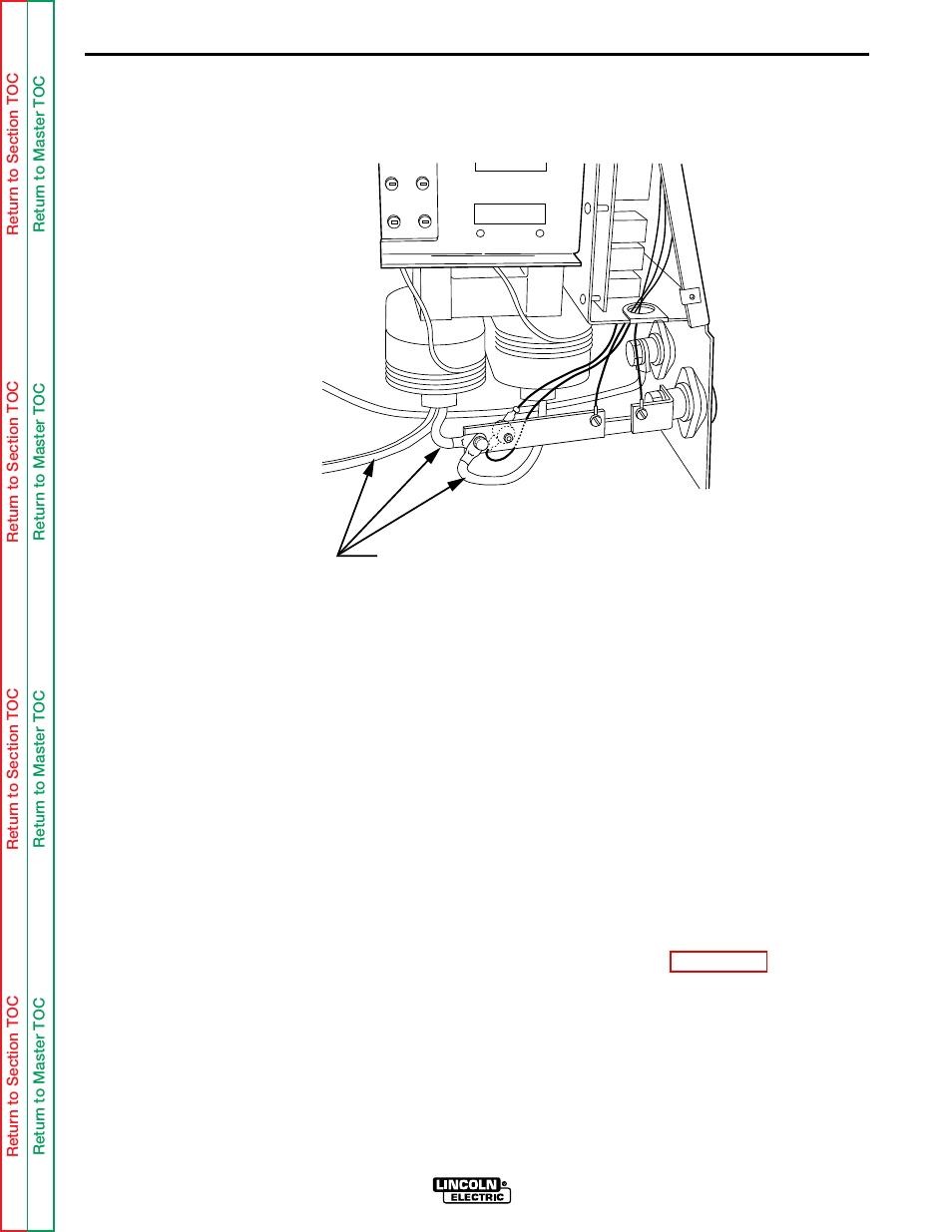 And shunt connections. see, Figure, F.24 | Troubleshooting & repair, Main transformer secondary leads | Lincoln Electric INVERTEC V250-S User Manual | Page 105 / 118