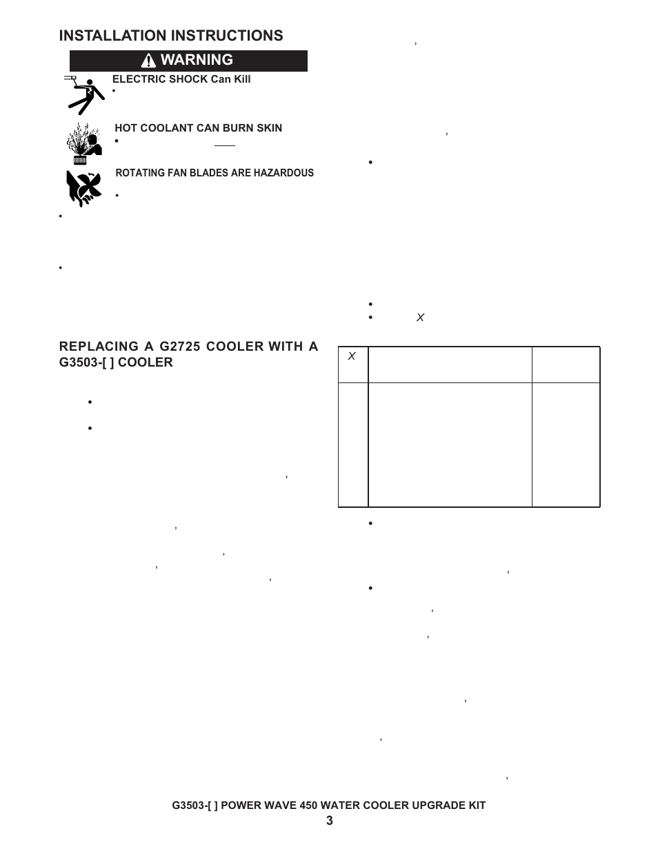 Installation instructions, Warning | Lincoln Electric POWER WAVE IM645-A User Manual | Page 3 / 8