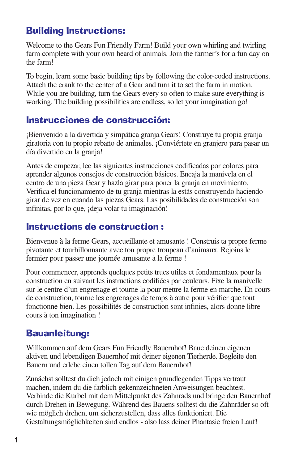 Building instructions, Instrucciones de construcción, Instructions de construction | Bauanleitung | Learning Resources LER 9211 User Manual | Page 2 / 12