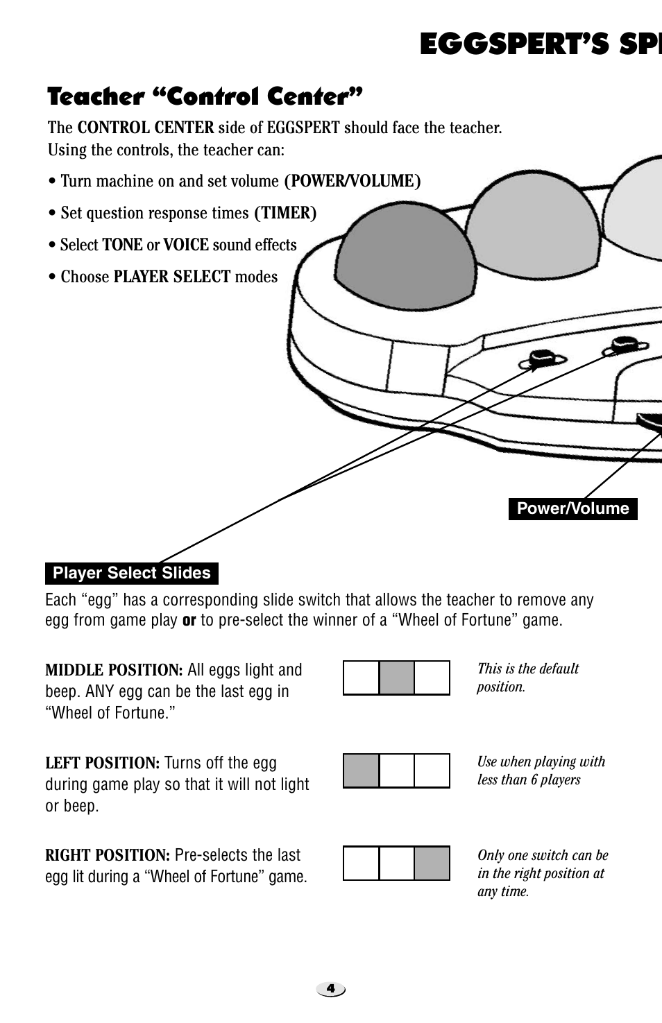 Eggspert’s special features, Teacher “control center | Learning Resources Eggspert EI-7880 User Manual | Page 5 / 15
