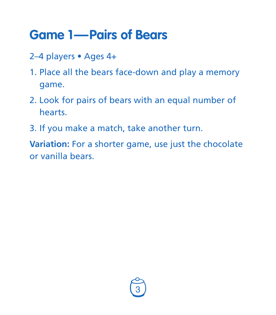 Game 1 — pairs of bears | Learning Resources LER 1180 User Manual | Page 4 / 8