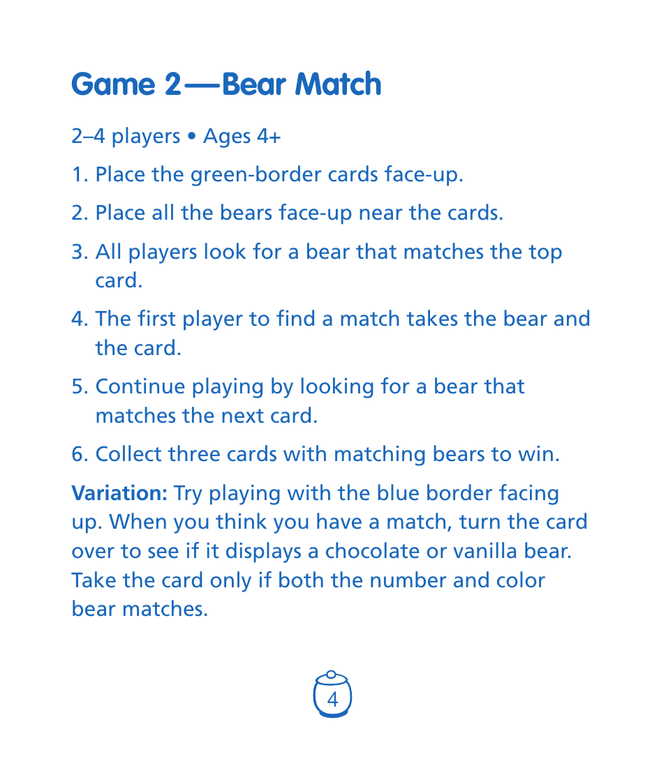 Game 2 — bear match | Learning Resources LER 1180 User Manual | Page 5 / 8
