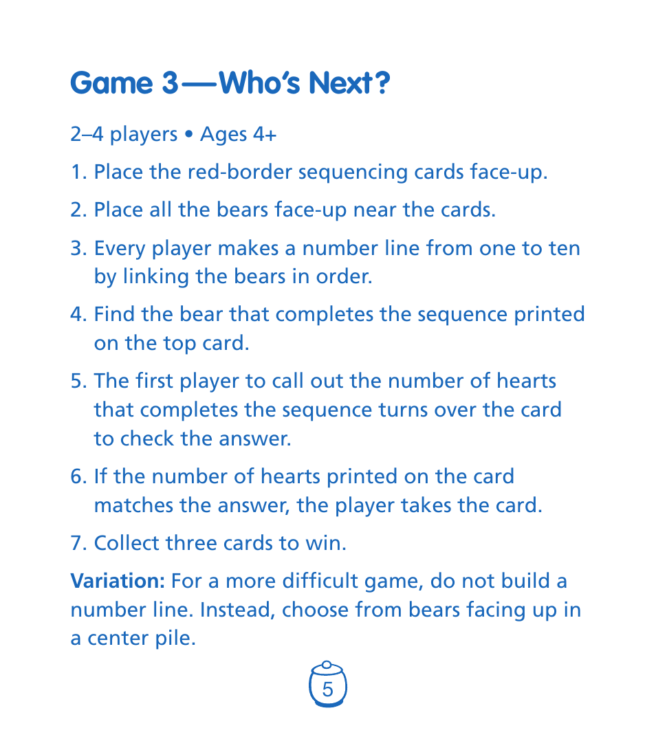 Game 3 — who’s next | Learning Resources LER 1180 User Manual | Page 6 / 8