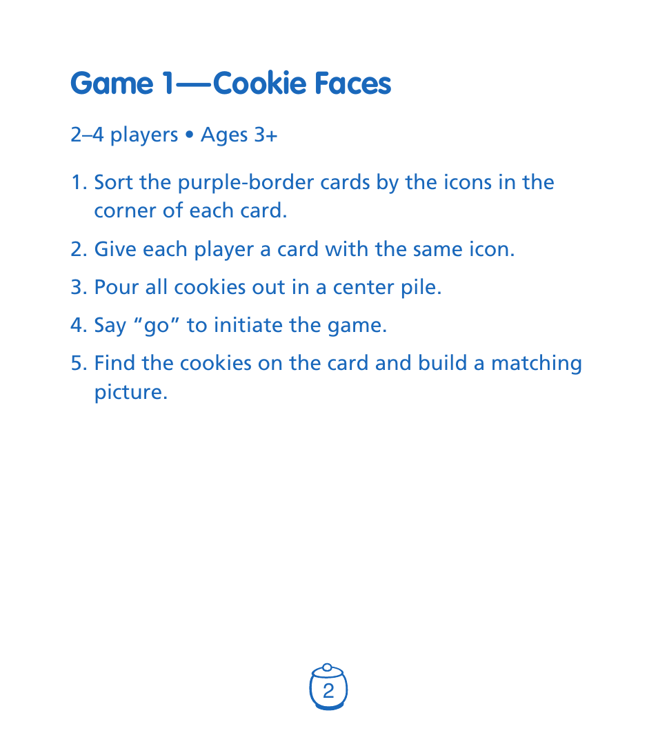 Game 1 — cookie faces | Learning Resources Goodie Game User Manual | Page 3 / 8