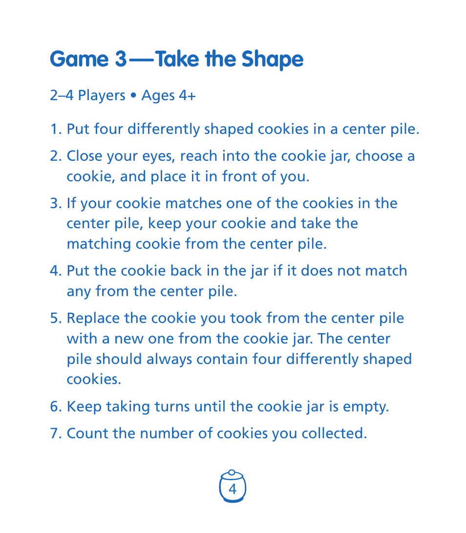 Game 3 — take the shape | Learning Resources Goodie Game User Manual | Page 5 / 8