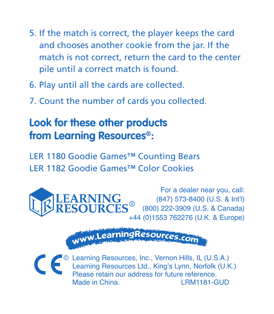 Learning Resources Goodie Game User Manual | Page 8 / 8