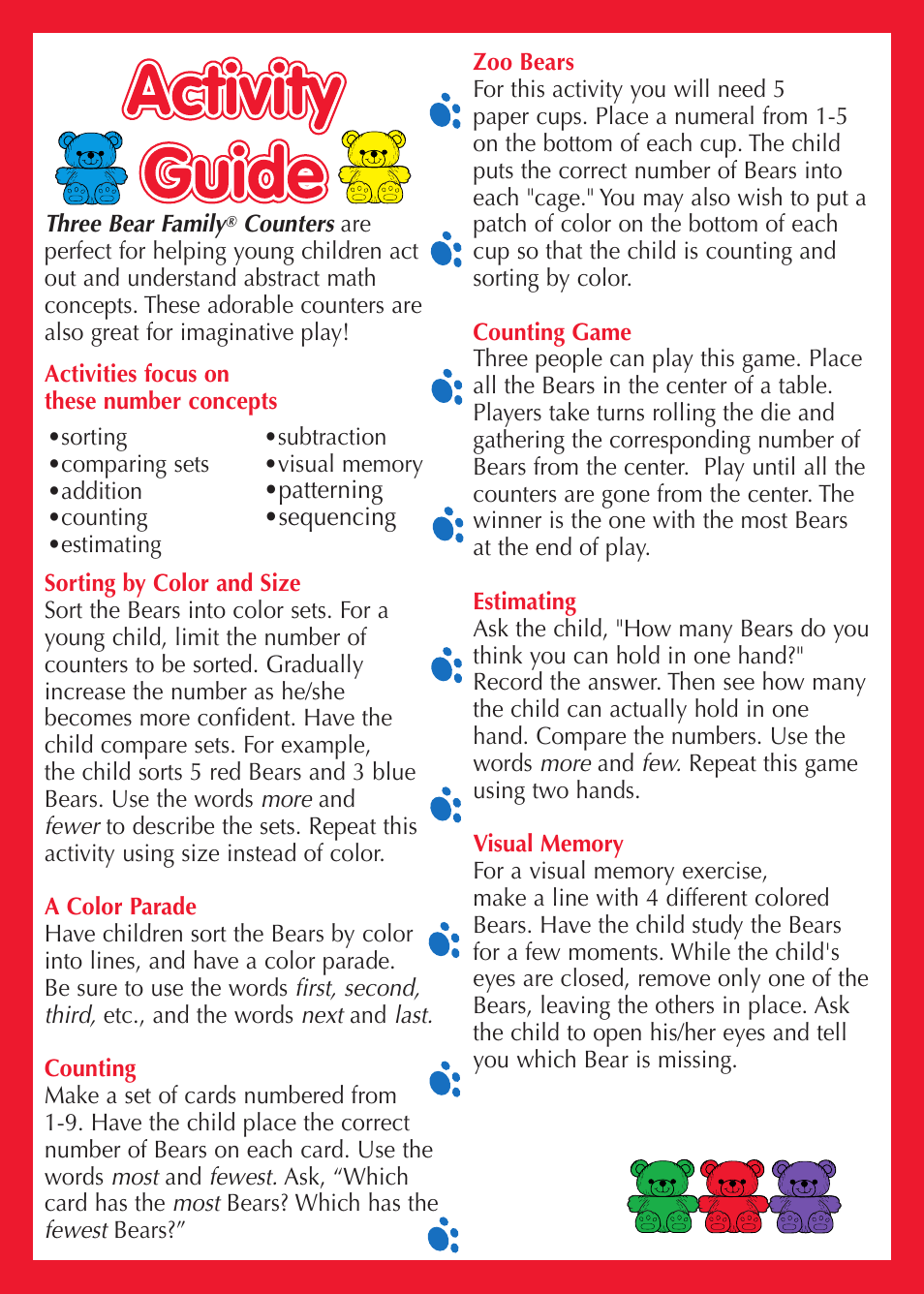 Learning Resources Three Bear Family User Manual | Page 2 / 2