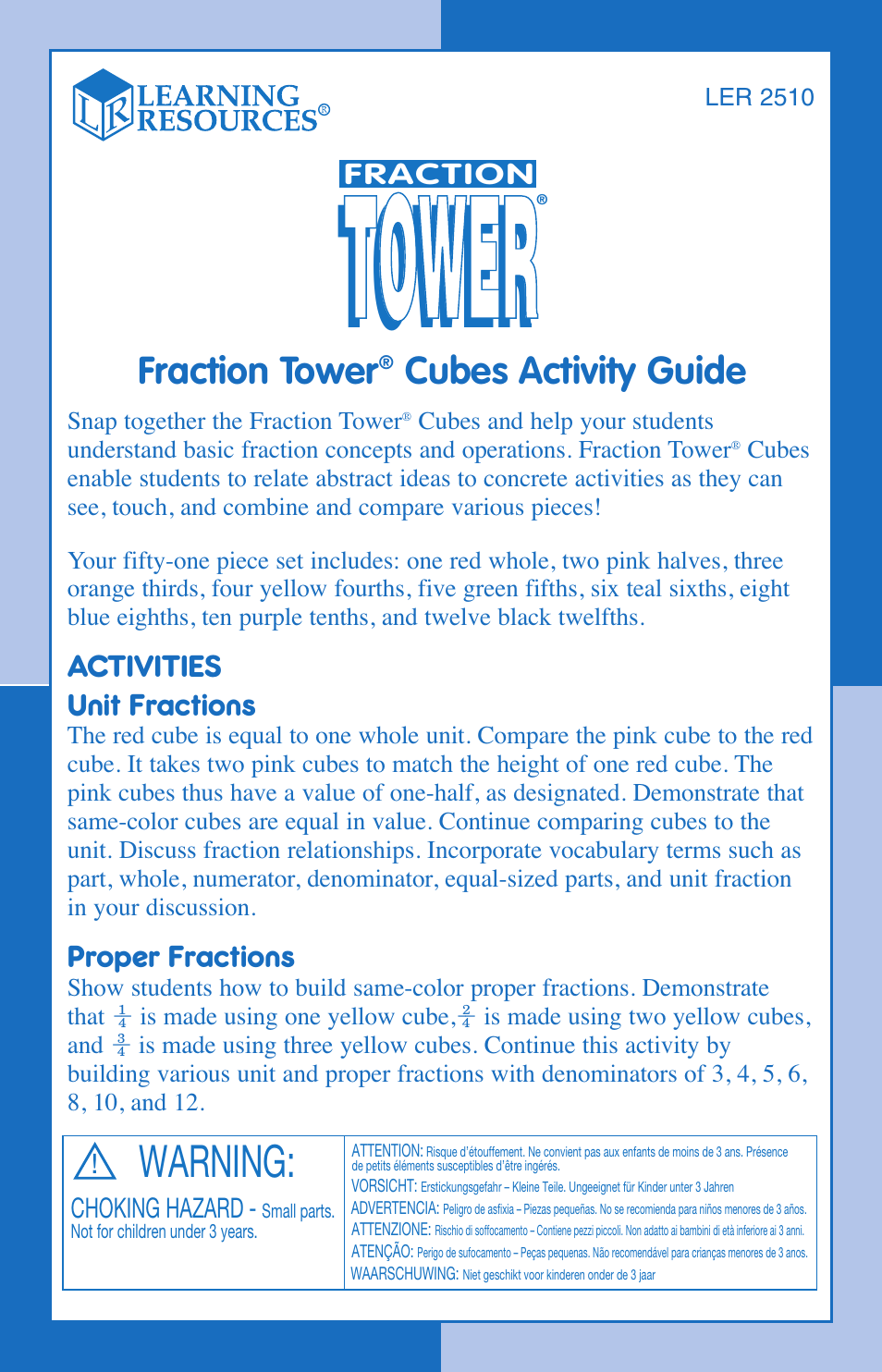 Learning Resources Fraction Tower LER 2510 User Manual | 12 pages