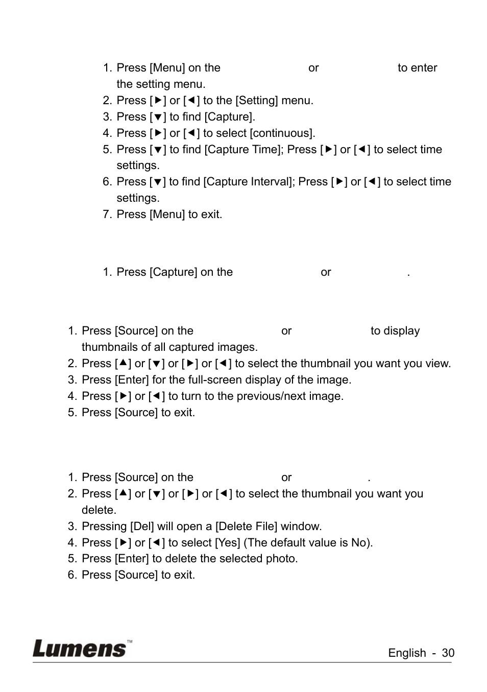 I would like to view captured images, I would like to delete captured images, 9 i would like to view captured images | 10 i would like to delete captured images | Lumens Technology KX-TG2560BKX-TG2560B DC260 User Manual | Page 31 / 49