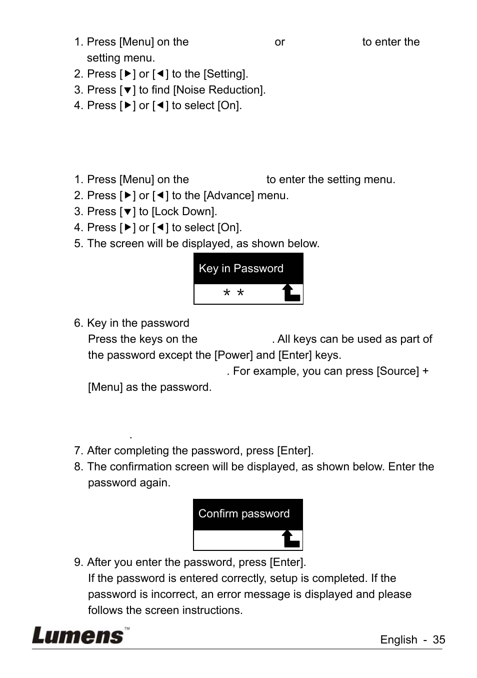 Lumens Technology KX-TG2560BKX-TG2560B DC260 User Manual | Page 36 / 49