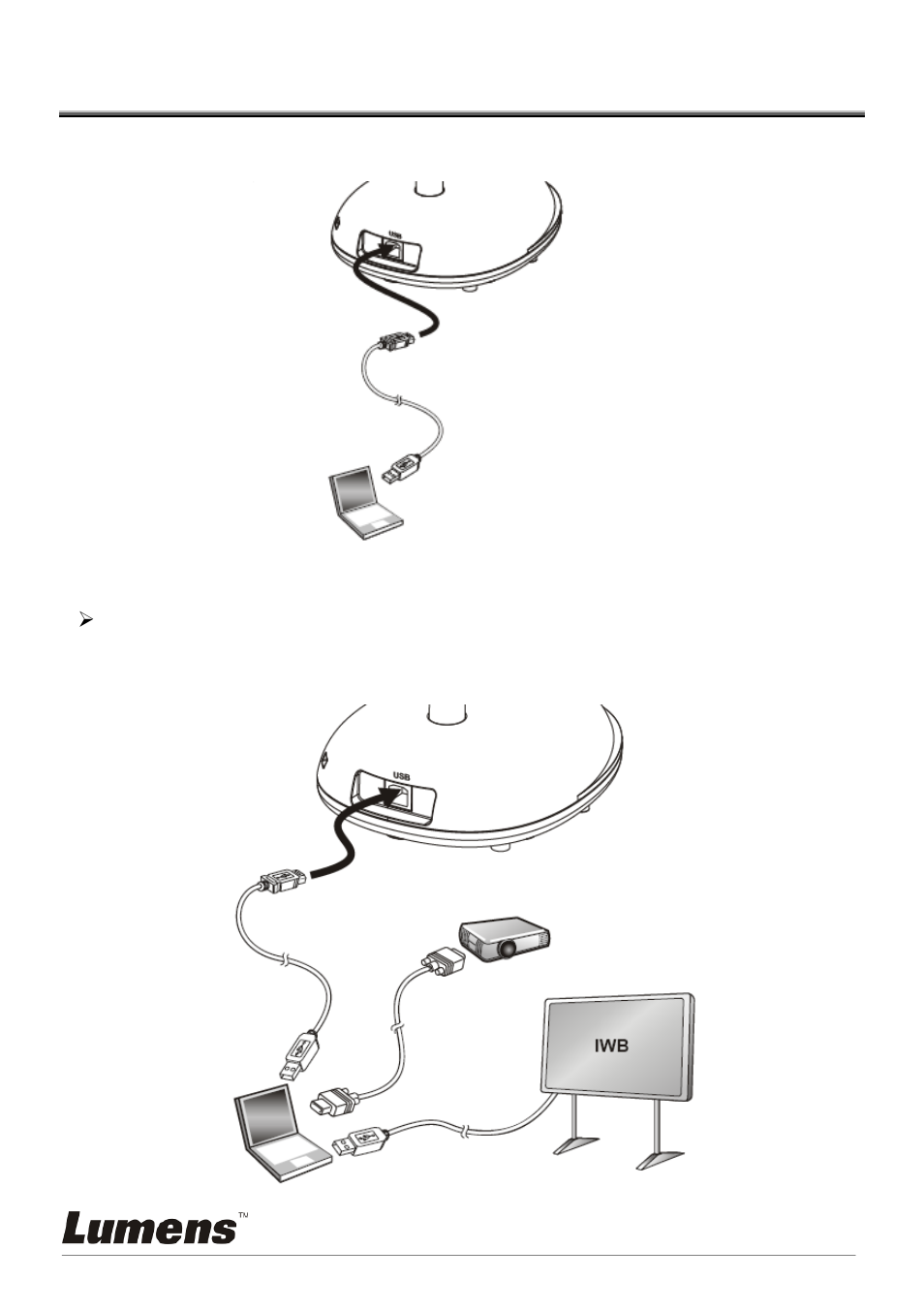 Chapter 4 installation and connections, System diagram, Connecting to a computer | Connecting to an interactive whiteboard (iwb), 1 system diagram, 2 connecting to a computer, 3 connecting to an interactive whiteboard (iwb) | Lumens Technology PC120 User Manual | Page 13 / 50