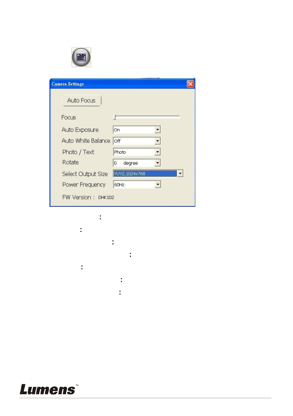 Camera settings | Lumens Technology PC120 User Manual | Page 23 / 50