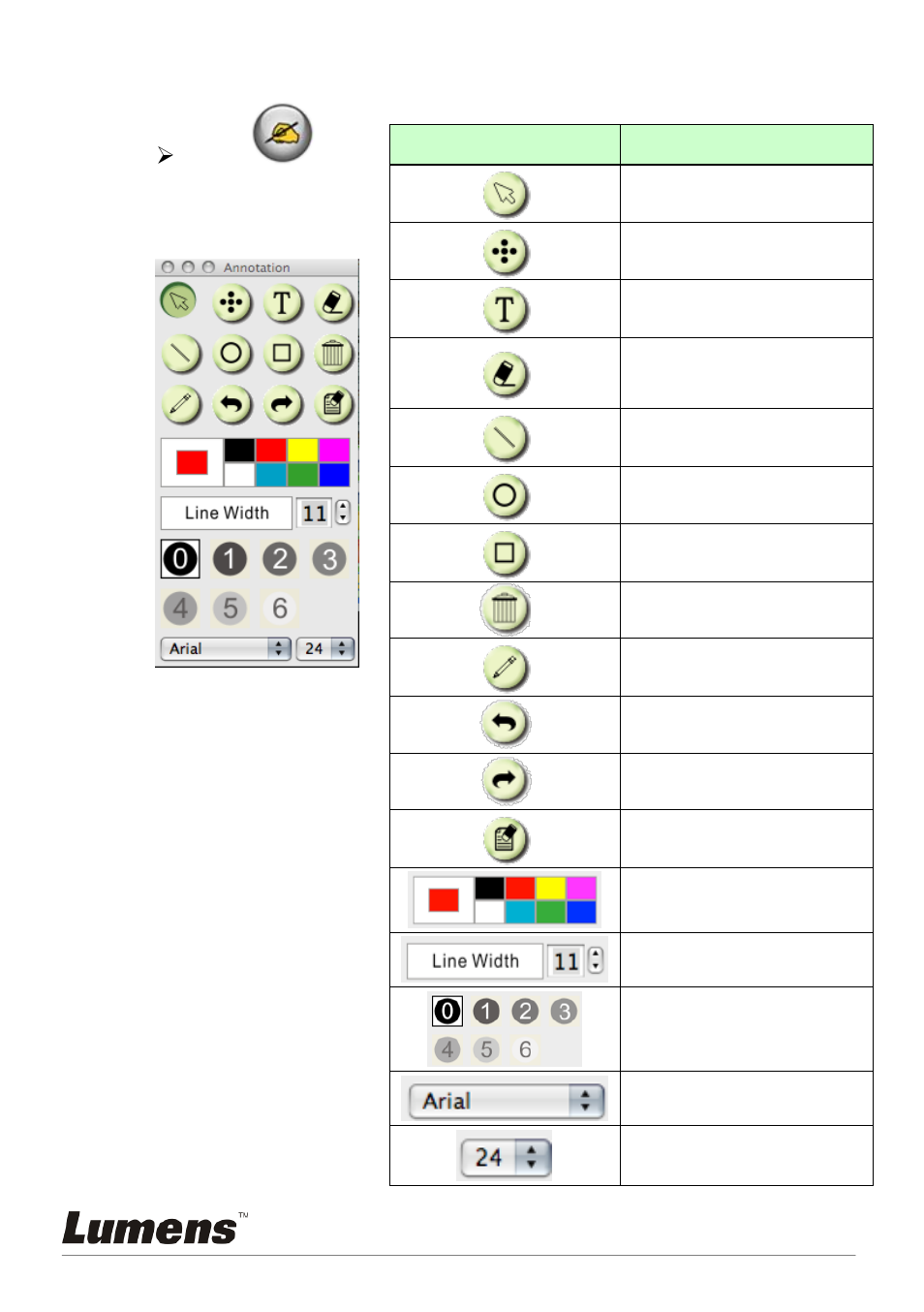 Annotation | Lumens Technology PC120 User Manual | Page 29 / 50