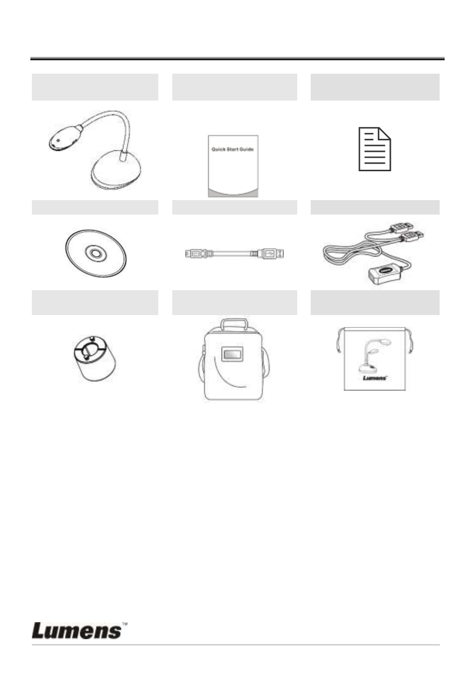 Chapter 2 package contents | Lumens Technology VISUAL PRESENTER DC120 User Manual | Page 8 / 32