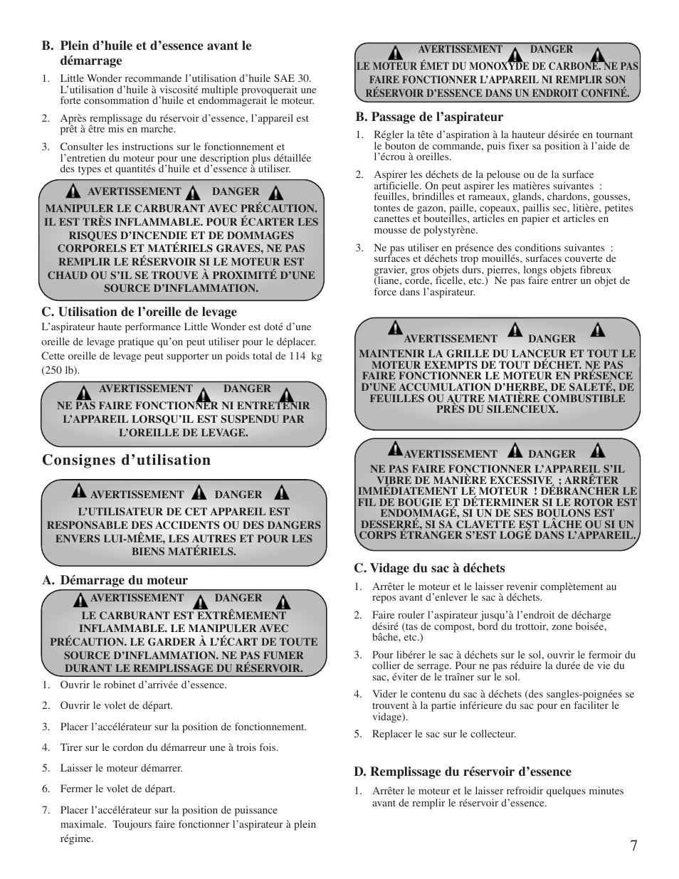 Consignes d’utilisation | Little Wonder 5601 User Manual | Page 23 / 44