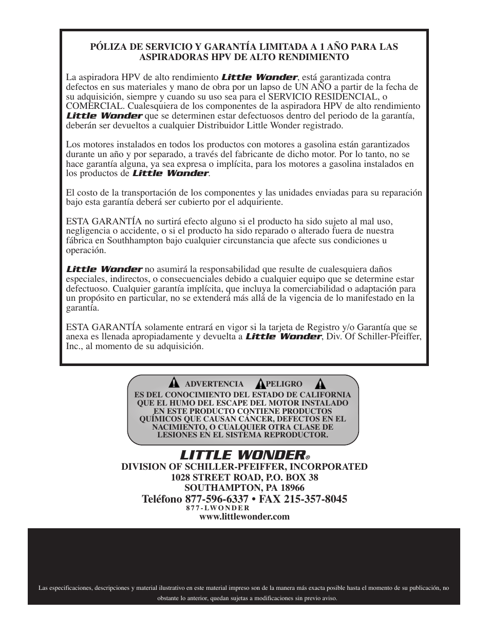 Little wonder | Little Wonder 5601 User Manual | Page 43 / 44