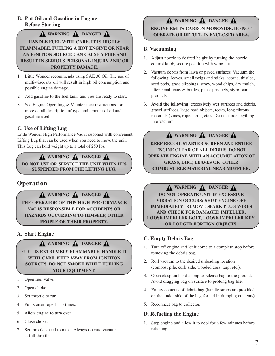 Operation | Little Wonder 5601 User Manual | Page 9 / 44