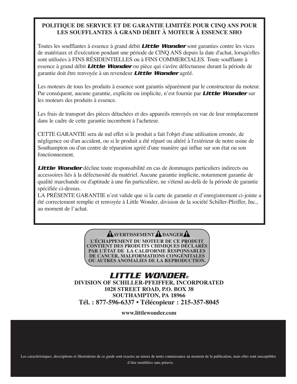 Little wonder | Little Wonder High Output Blower User Manual | Page 20 / 30