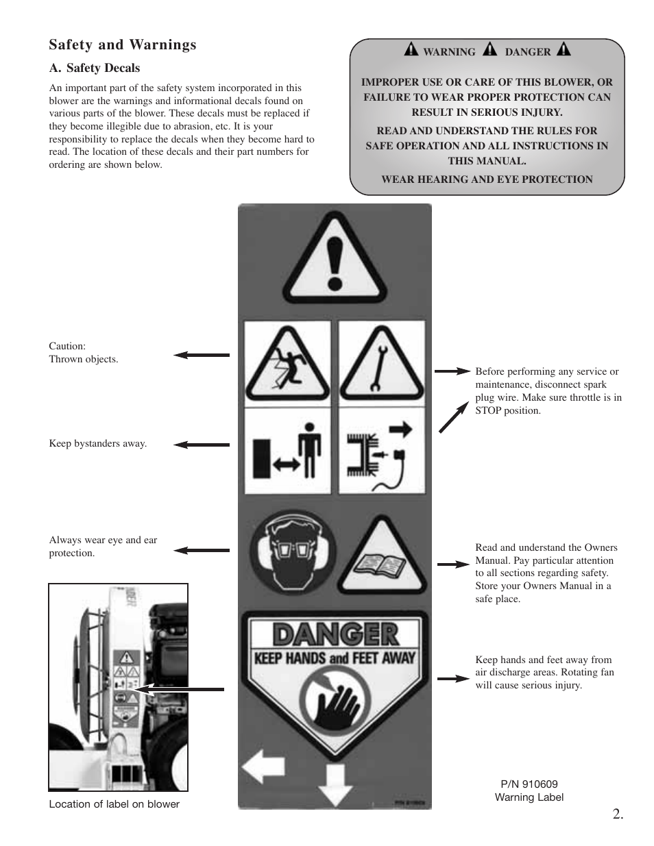Safety and warnings | Little Wonder High Output Blower User Manual | Page 3 / 30