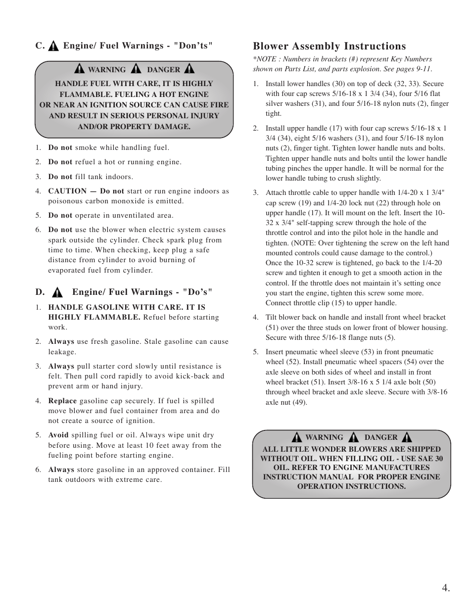 Blower assembly instructions | Little Wonder High Output Blower User Manual | Page 5 / 30