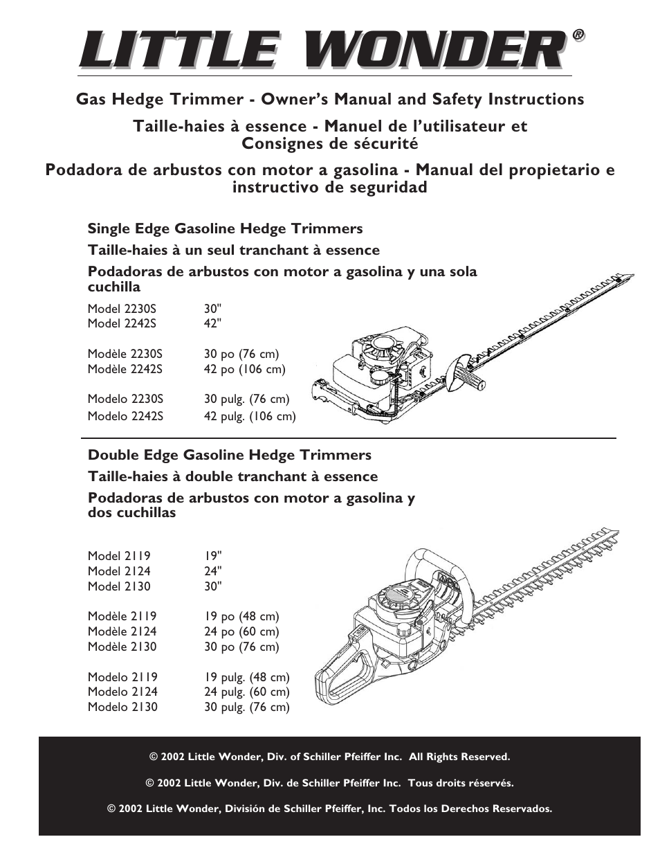 Little Wonder 2119 19 User Manual | 62 pages