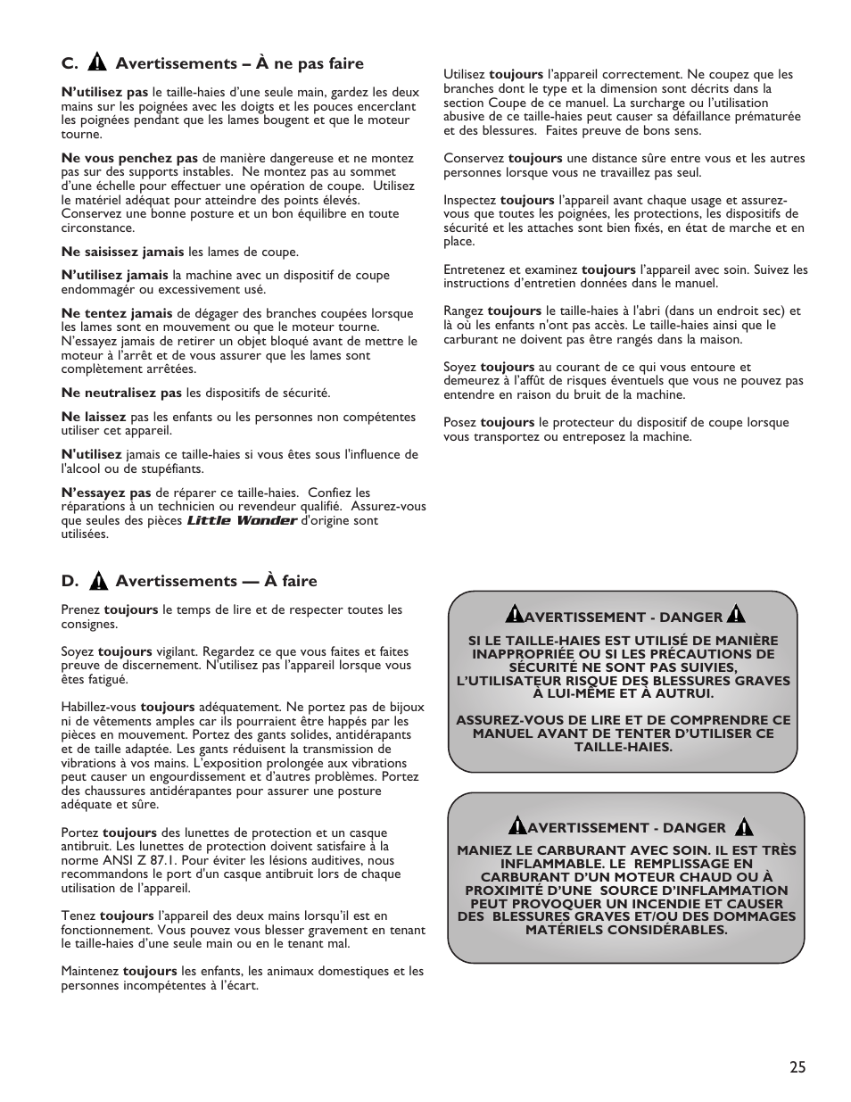 Little Wonder 2119 19 User Manual | Page 25 / 62